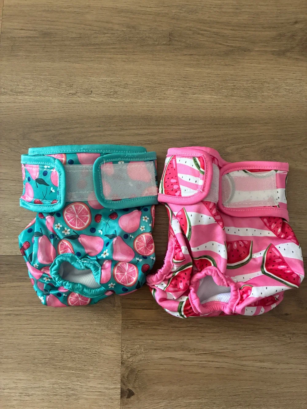 Bundle of 2 Small Reusable Female Dog Diapers Fruit Watermelon Prints EUC